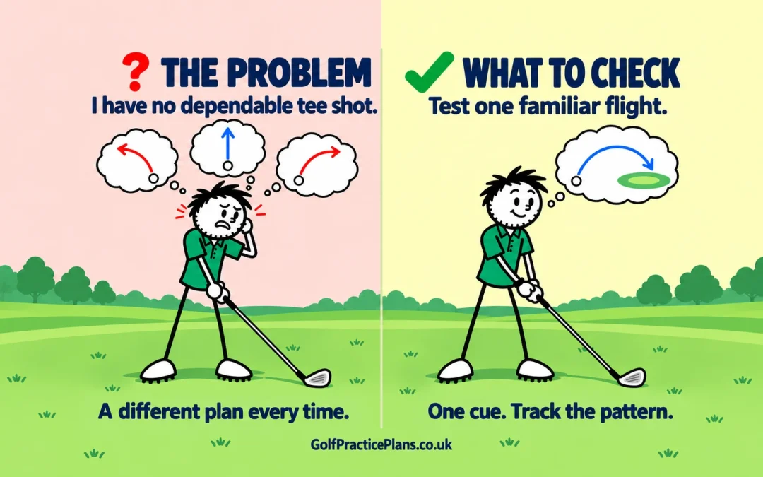 The problem: no dependable tee shot. What to check: test one familiar flight.