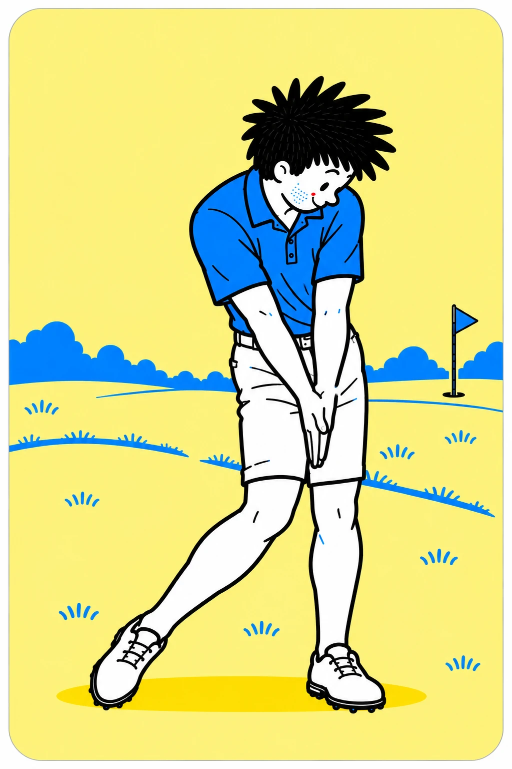 George turns onto his lead leg and brings his trail palm to his lead palm.