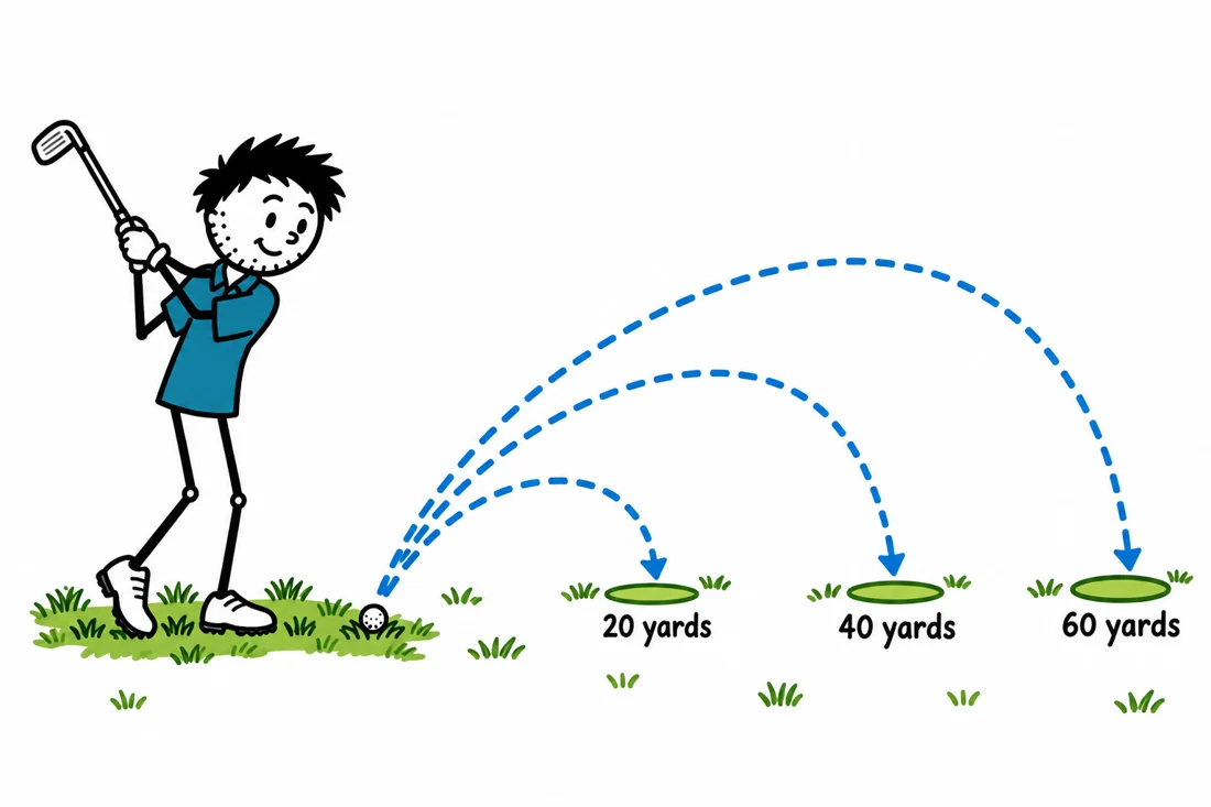George in a blue shirt practising pitches to 20, 40 and 60-yard targets