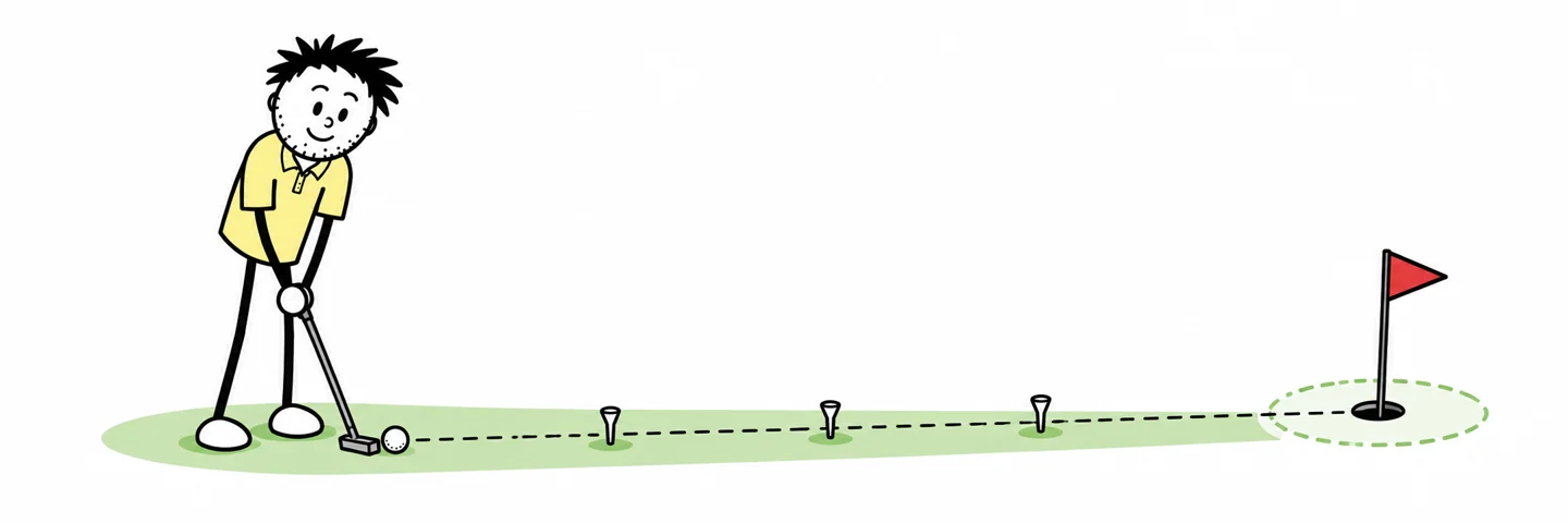 Lag Putt To Avoid 3 Putting: illustration from the Golf Practice Made Fun App
