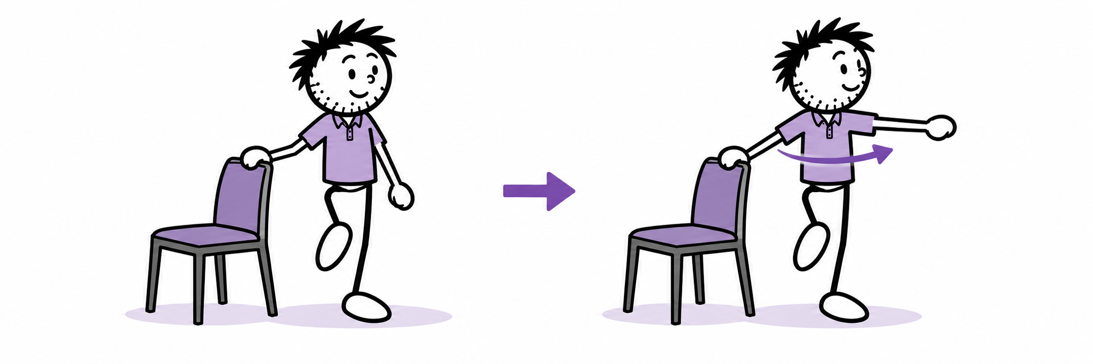 Assisted single-leg balance: Golf fitness practice card illustration