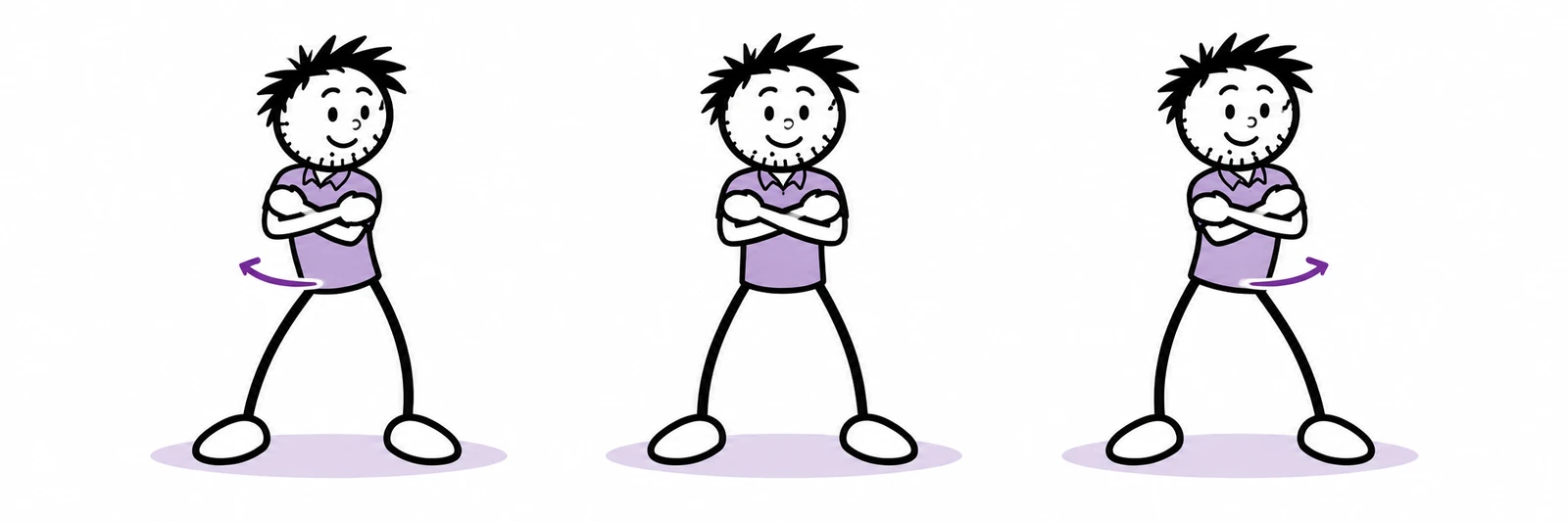 Standing hip-turn mobility: Golf fitness practice card illustration