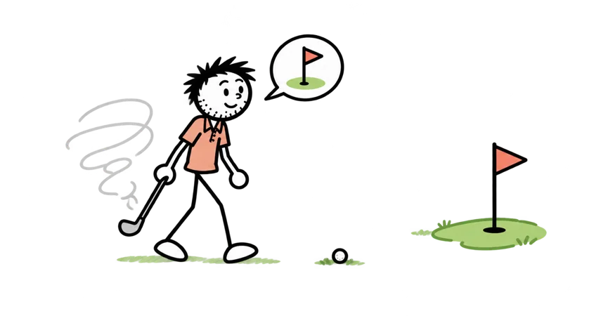 Refocus cue between shots: illustration from the Golf Practice Made Fun App