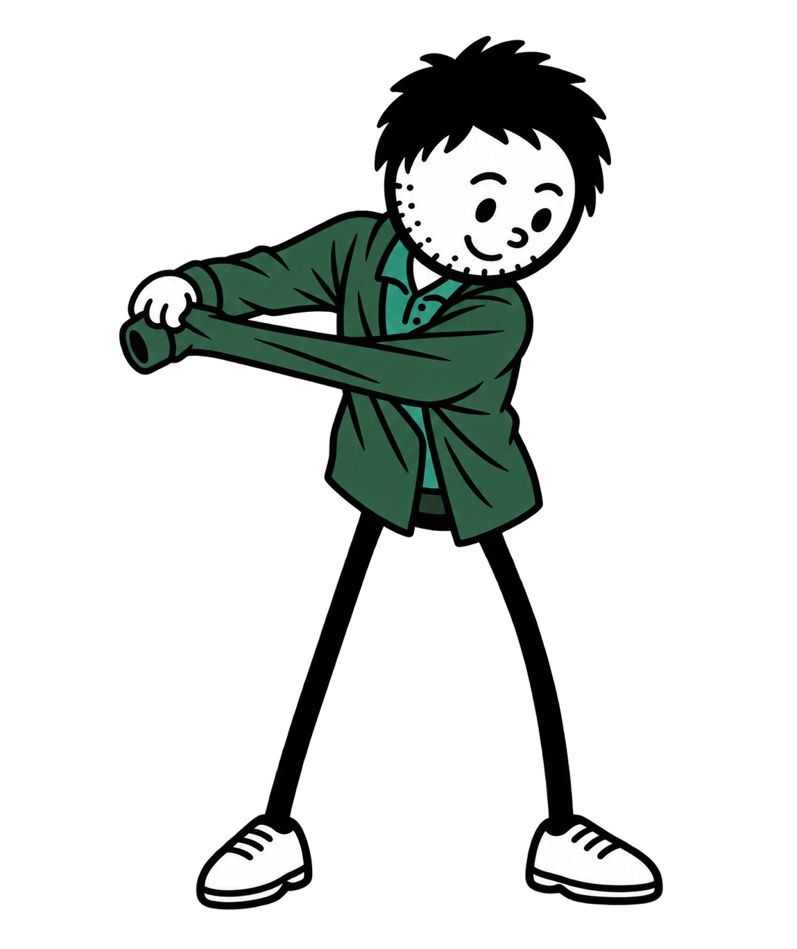 Branded golfer with the left arm hidden inside the jacket and the right hand holding the empty left sleeve’s cuff.