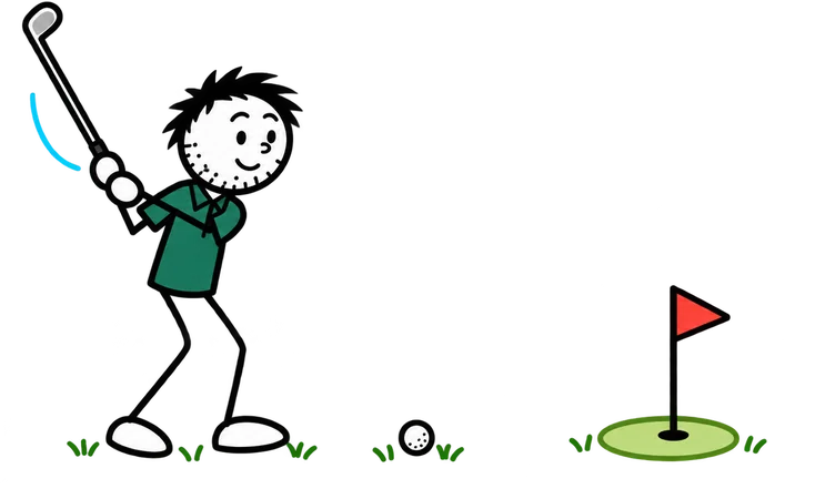 Shorten Your Swing: Long game practice card illustration