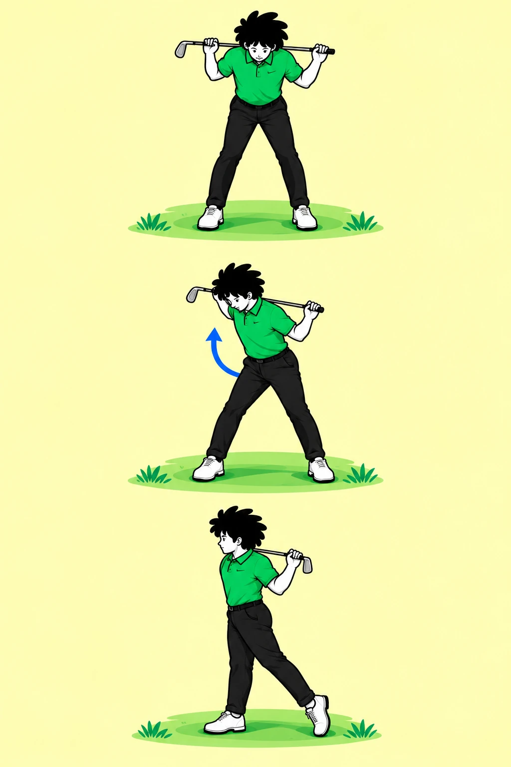 Step 1: comfortable stance and hip hinge, with a club resting across the back of the shoulders.