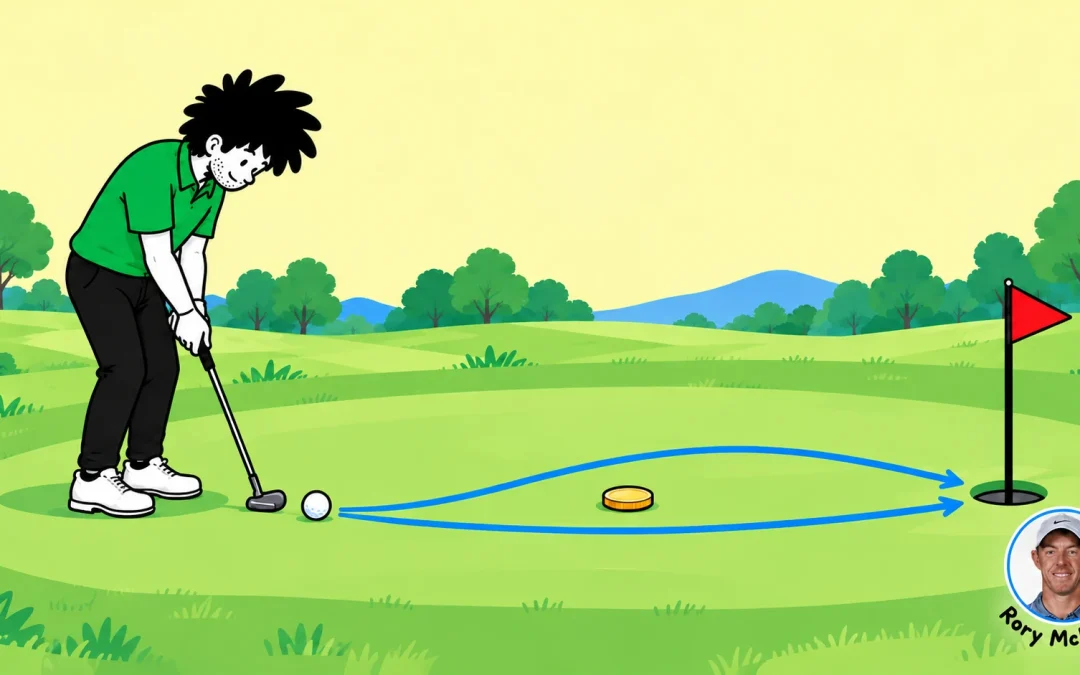 Rory McIlroy Coin Putting Game: Find Your Line and Pace, with Rory McIlroy’s round portrait and curved name at the bottom right.