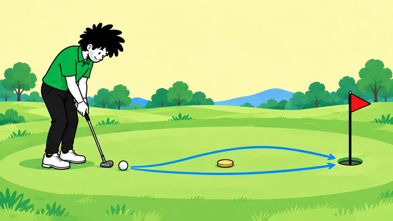 Rory McIlroy Coin Putting Game: Find Your Line and Pace: branded practice illustration.
